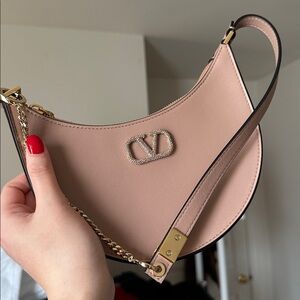 Valentino Garavani VLogo Signature Calfskin Hobo Mini Bag with Jewel Logo